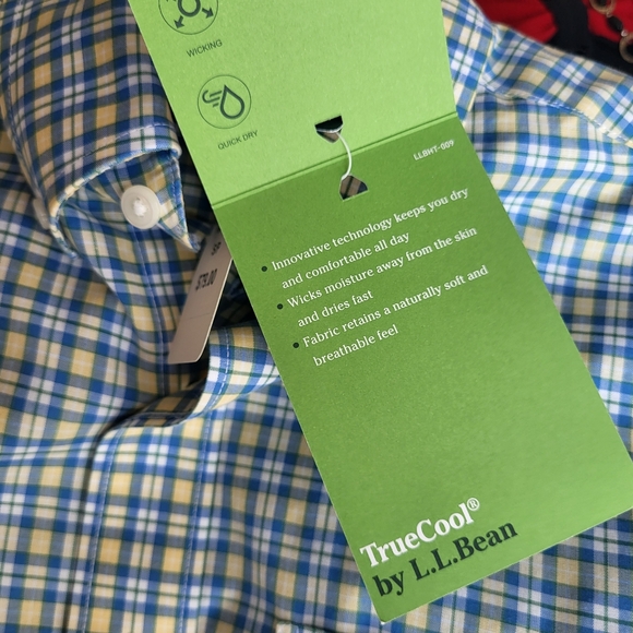LL Beak Wrinkle Free Blue and Yellow Men's Button Up Dress Shirt Size S NWT - Picture 10 of 12
